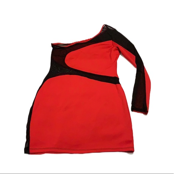 SYMPHONY Sexy Red & Black Asymmetrical Dress! NWT! - Picture 2 of 2